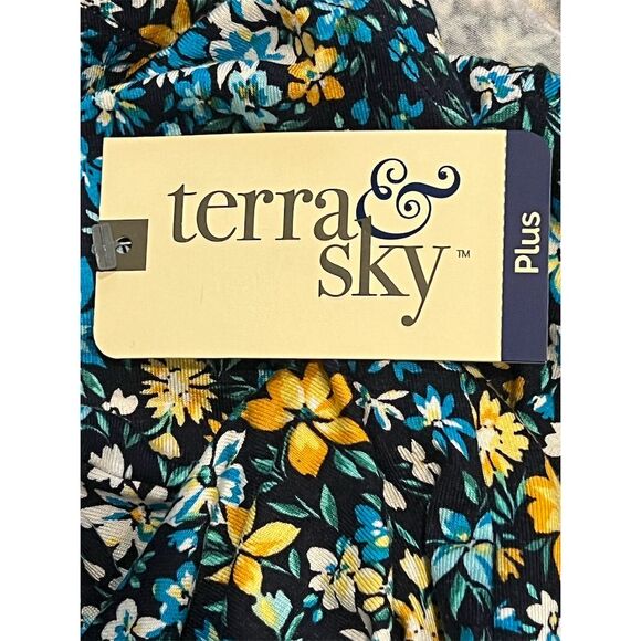 Terra & Sky Plus Size Floral Knit Dress 0X Multicolor Knee Length Short Sleeve - Picture 8 of 8